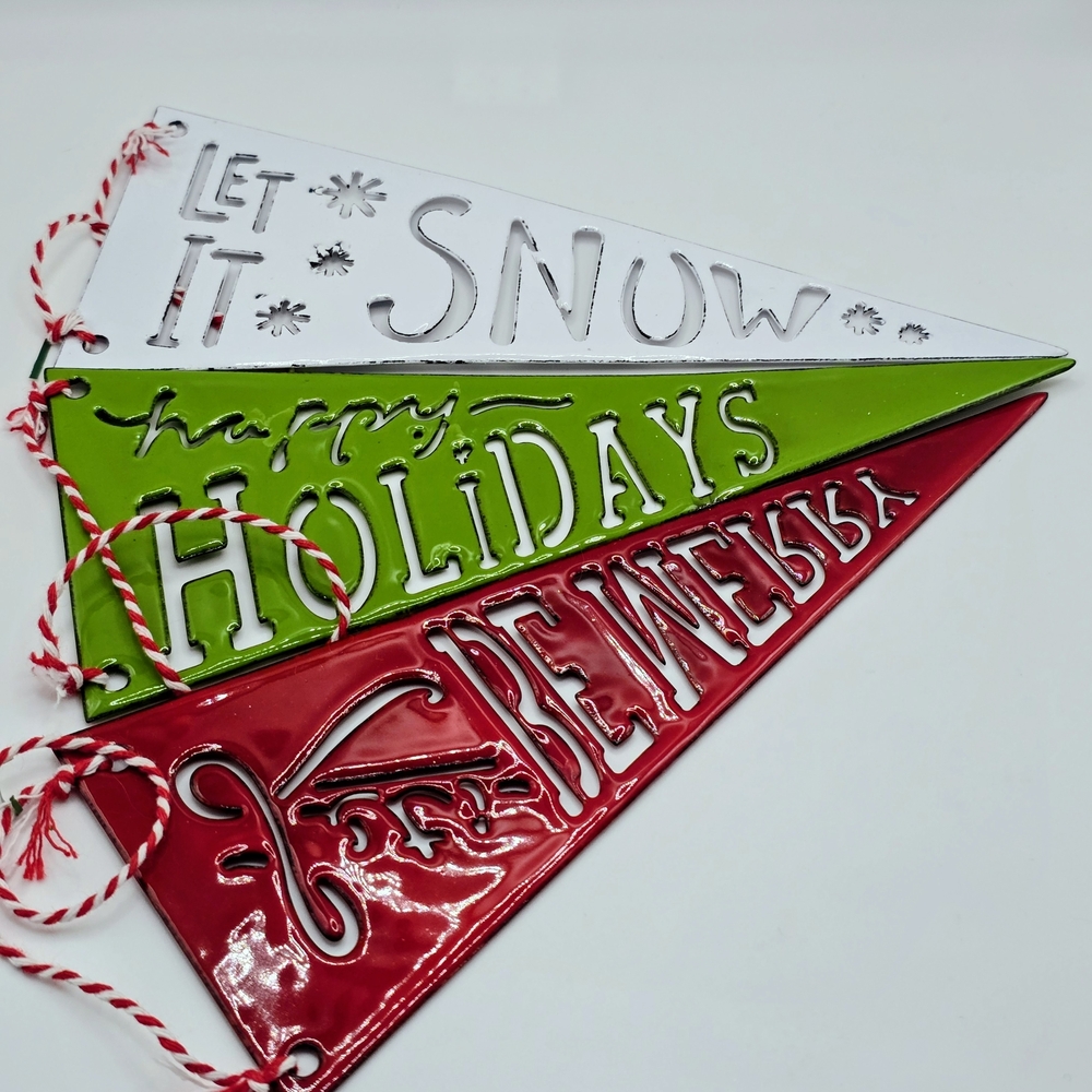Festive Holiday Pennant Set - Red, Green, White
